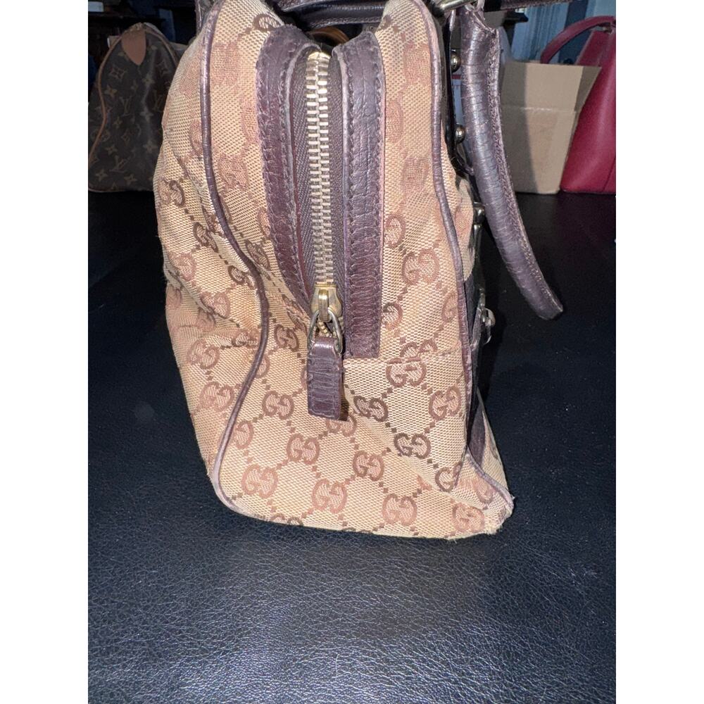 Authentic Vintage Gucci Horsebit GG Canvas Boston Satchel Bag - Picture 5 of 15
